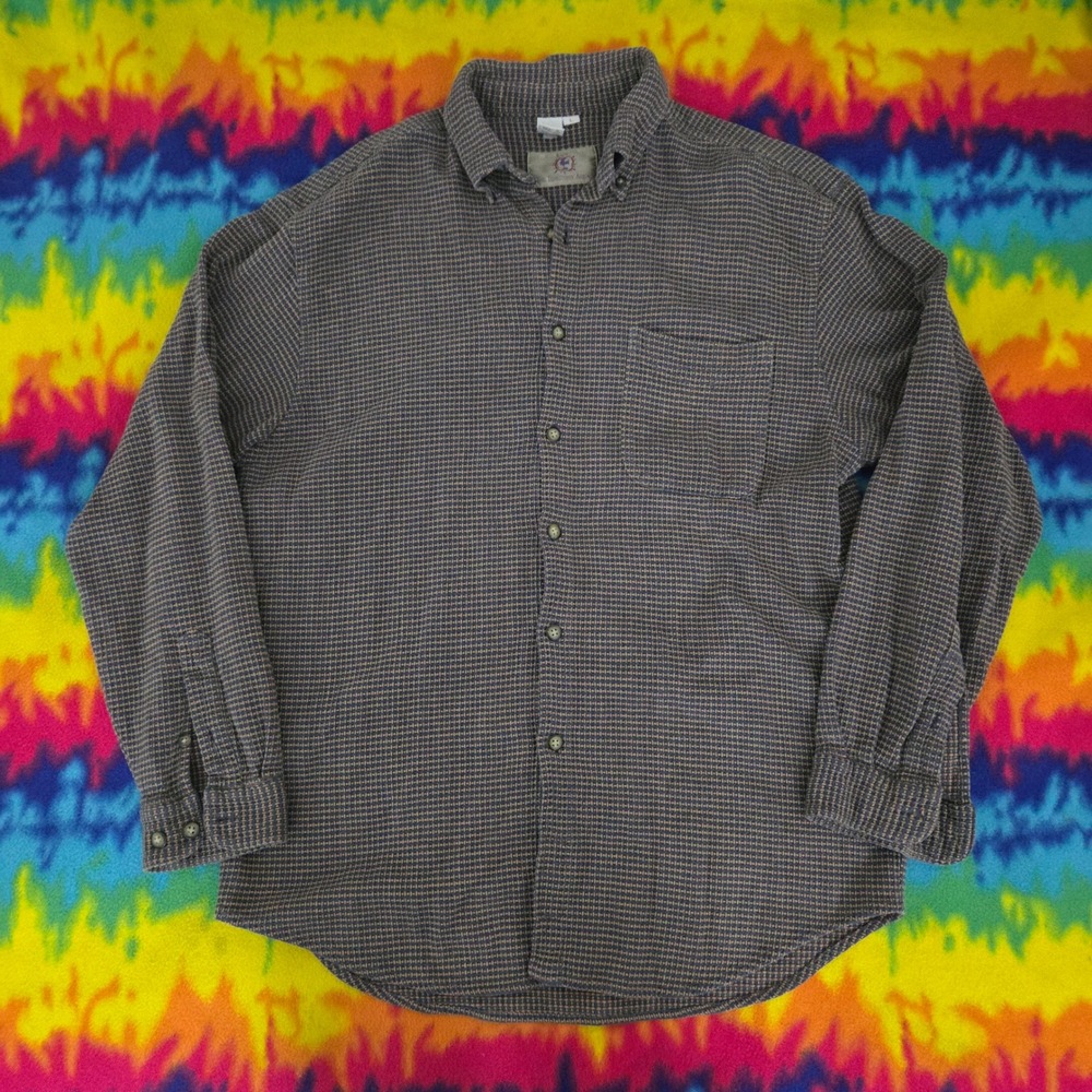 VTG The Territory Ahead Mens Large Blue Textured Cotton Button Down Shirt L